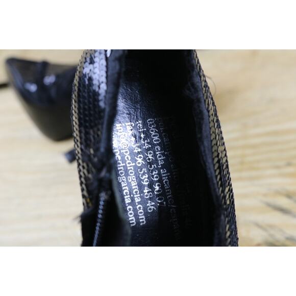 Pedro Garcia Boots 38 Black Sequins Bootie Ankle Zip 4" Heel Shoes Spain - Picture 7 of 7